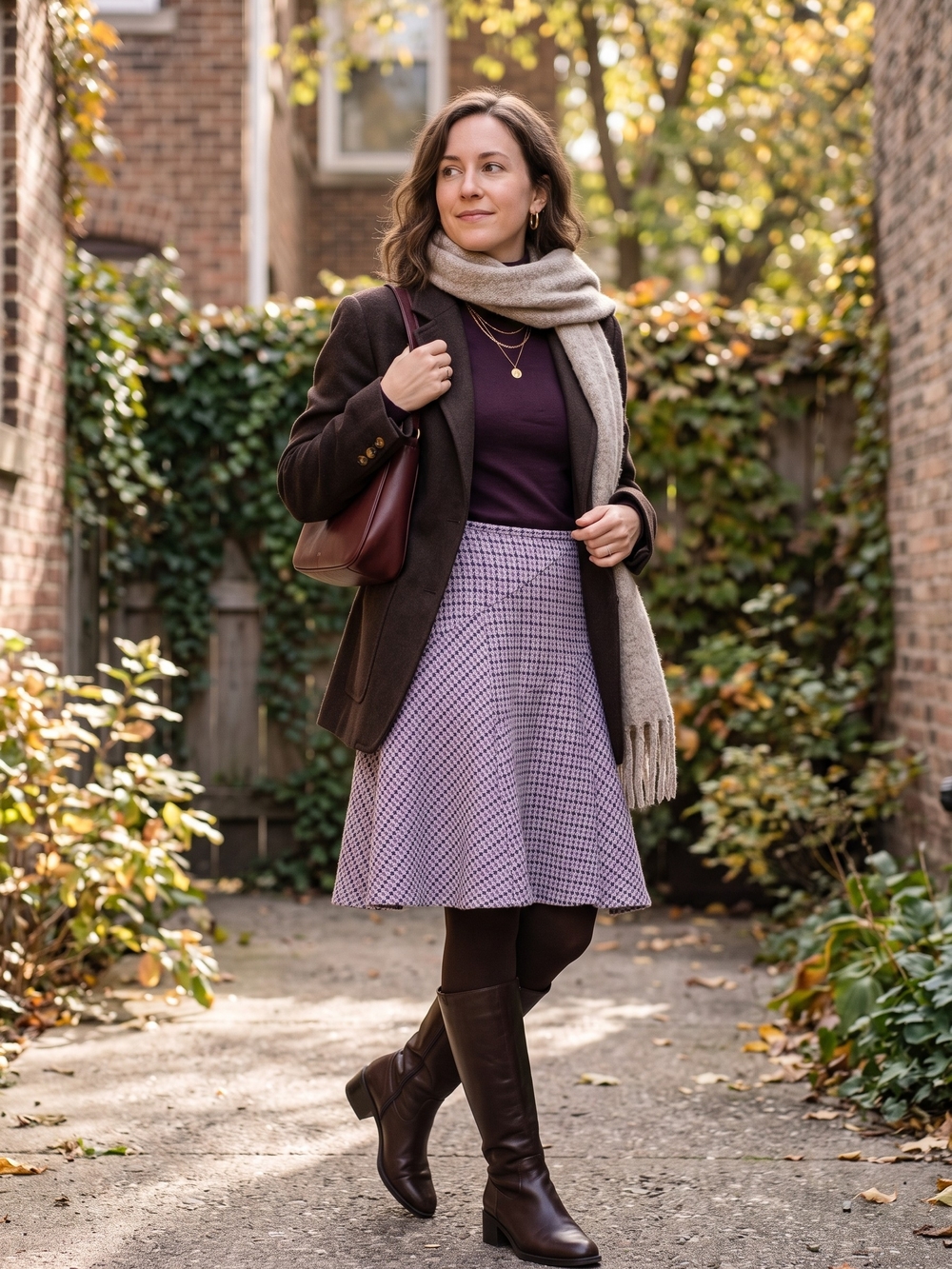Vintage Jones New York Purple Tweed Flare Skirt Preppy Academia Lined